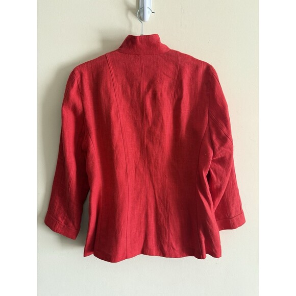 Harve Bernard Red 100% Linen Blazer 10‎ Womens NWT Coastal Grandma Lightweight - Picture 3 of 3